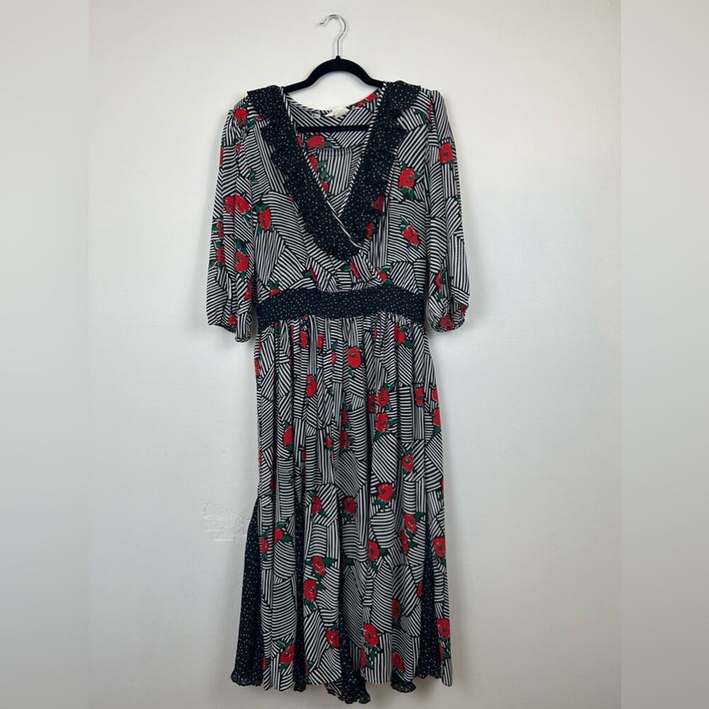 Vintage 1980s Susan Freis Mixed Print Dress